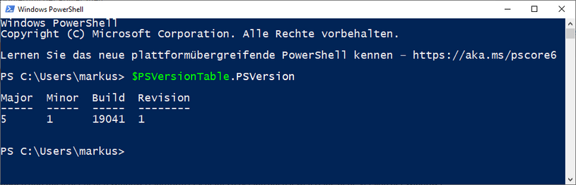 Windows PowerShell, Version 5.1.19041.1